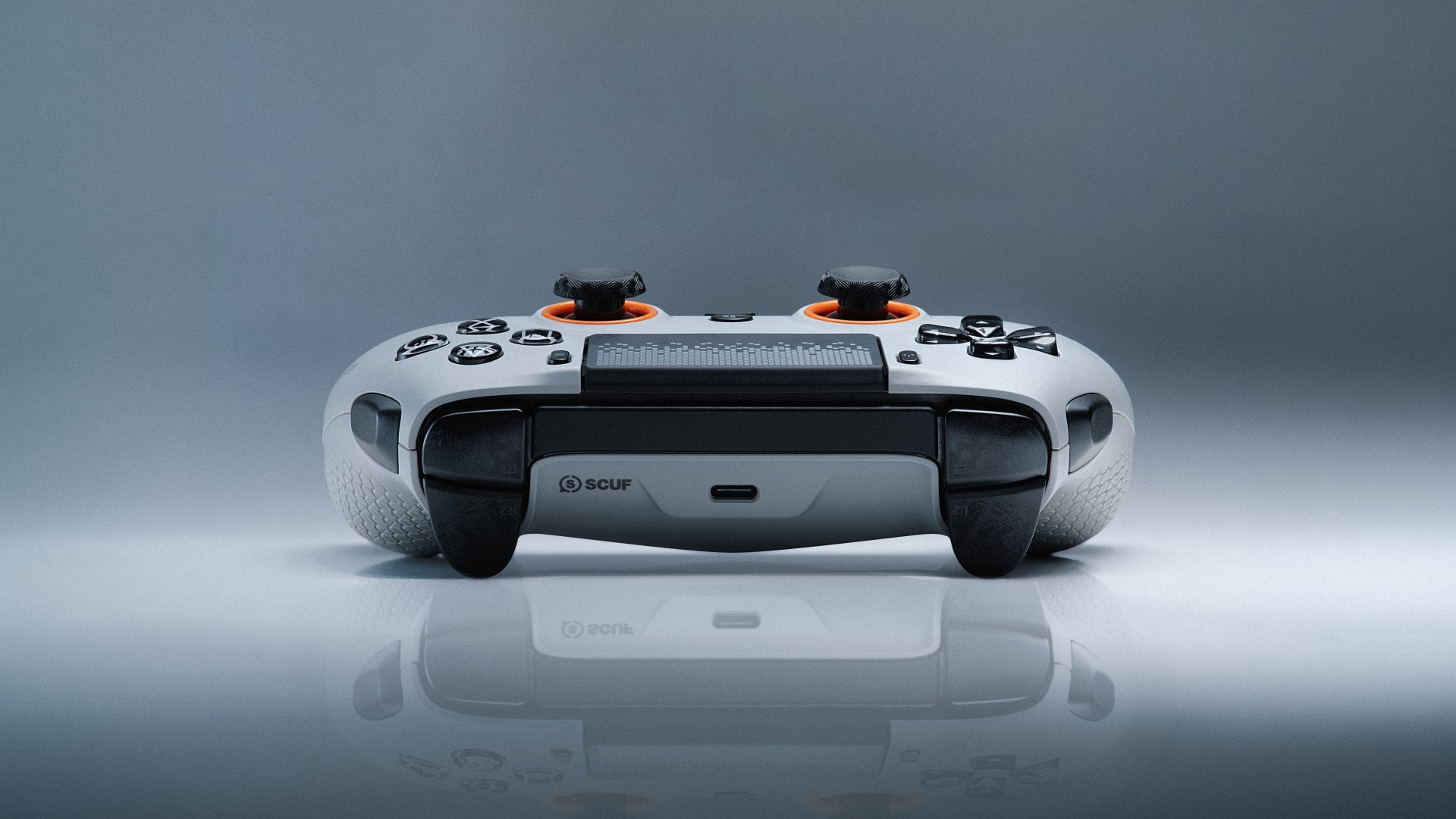 Scuf Omega PS5 controller on a gray background