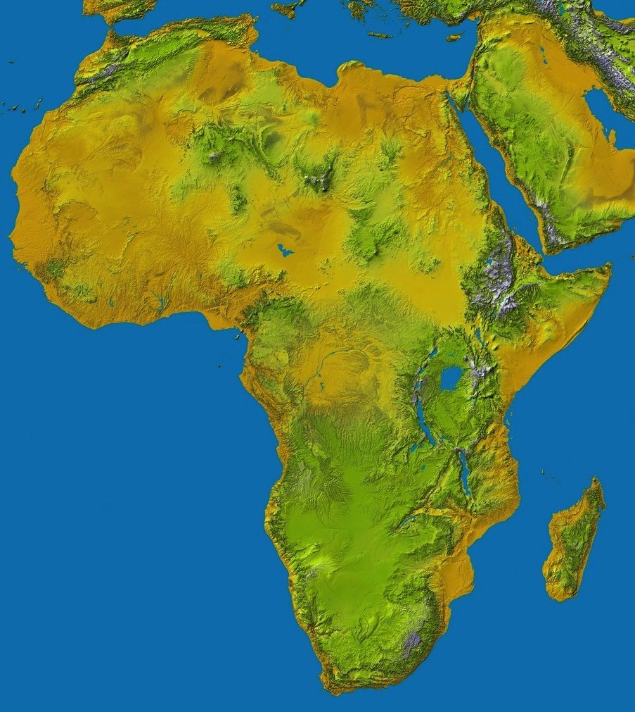 Topographic map of Africa