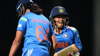 Uma Chetry of India vs New Zealand in the warm up matches before the ICC Women's World Cup