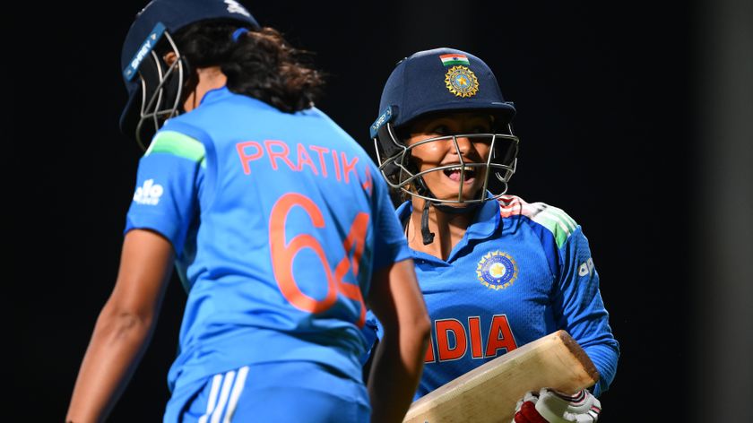 Uma Chetry of India vs New Zealand in the warm up matches before the ICC Women&#039;s World Cup