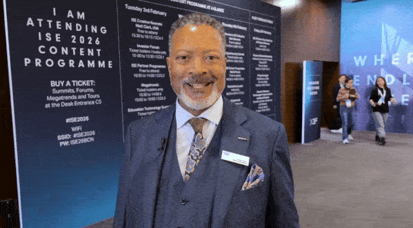Mike Blackman chats with SCN at ISE 2026 (gif).