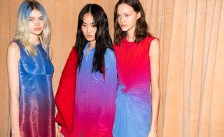 Models are seen wearing exotic-coloured ombre dresses and shirts