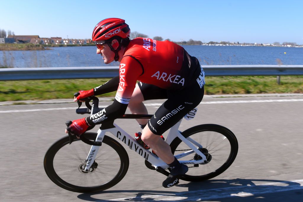 KOKSIJDE BELGIUM MARCH 18 Christophe Noppe of Belgium and Team Arka Samsic competes during the 20th Bredene Koksijde Classic 2022 a 2009km one day race from Bredene to Koksijde bredenekoksijde on March 18 2022 in Koksijde Belgium Photo by Luc ClaessenGetty Images