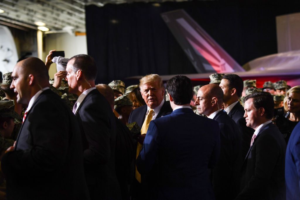 Trump aboard the USS Wasp in Tokyo Bay