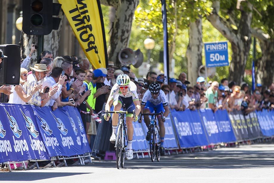 The leading duo sprint for the line