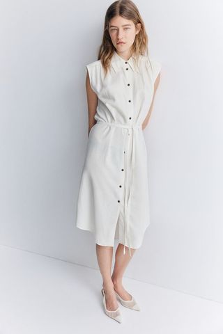 Linen-Blend Shirt Dress