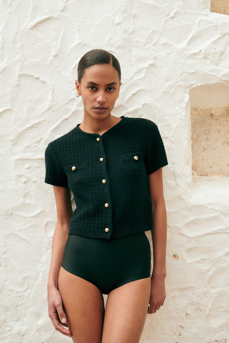 Structured-Knit Cardigan