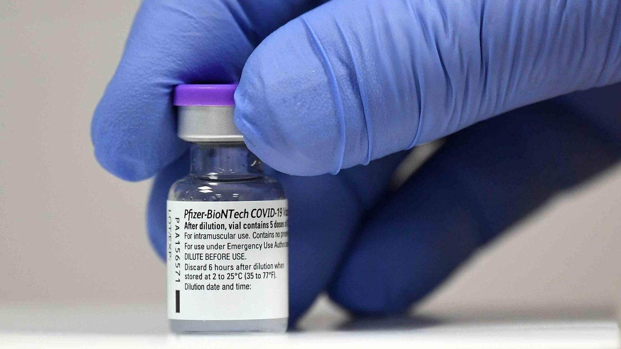 Vial of Pfizer-BioNTech COVID-19 vaccine