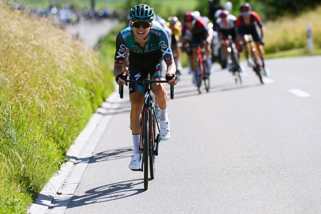 KUSNACHT SWITZERLAND JUNE 12 Aleksander Vlasov of Russia and Team Bora Hansgrohe competes during the 85th Tour de Suisse 2022 Stage 1 a 1776km stage from Kusnacht to Kusnacht 679m ourdesuisse2022 WorldTour on June 12 2022 in Kusnacht Switzerland Photo by Tim de WaeleGetty Images
