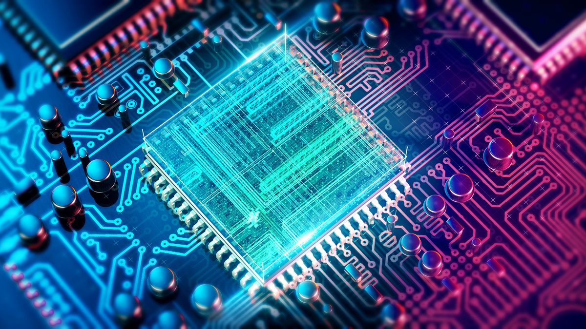 A CPU embedded in a circuit board