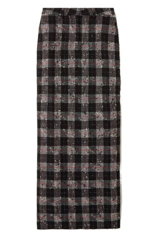 Alessandra Rich Checked Wool-Blend Bouclé-Tweed Maxi Skirt