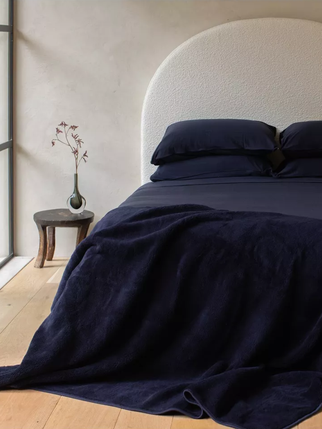 A merino jersey wool bedding from SHLEEP in Midnight Navy