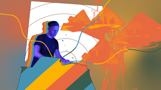 stills from animation showing someone DJing with bright colours around them