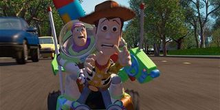 Toy Story image of buzz and woody driving