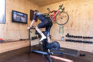 Image shows a rider completing a cycling fitness test.