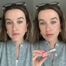 Junior beauty editor Grace Lindsay testing lip plumpers