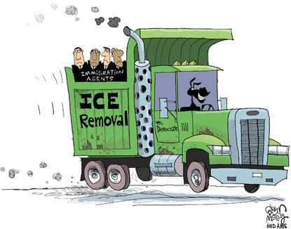 Political cartoon U.S. Democrat ICE removal immigration agents