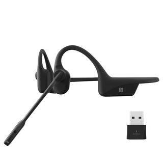 Shokz OpenComm UC bone conduction headphones on a white background