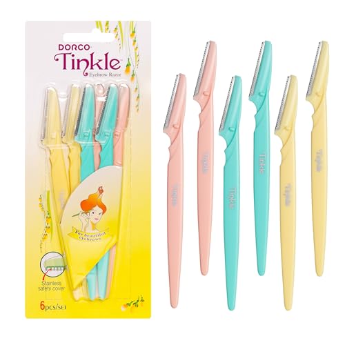 Amazon.com: Tinkle Dermaplaning Tool 6ct, Dermaplane Razor for Women, Safe and Easy Peach Fuzz Remover, Eyebrow Trimmer With Protective Cover : Beauty & Personal Care