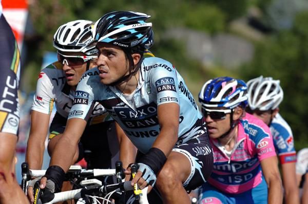 Alberto Contador (Saxo Bank) nears the stage nine finish.