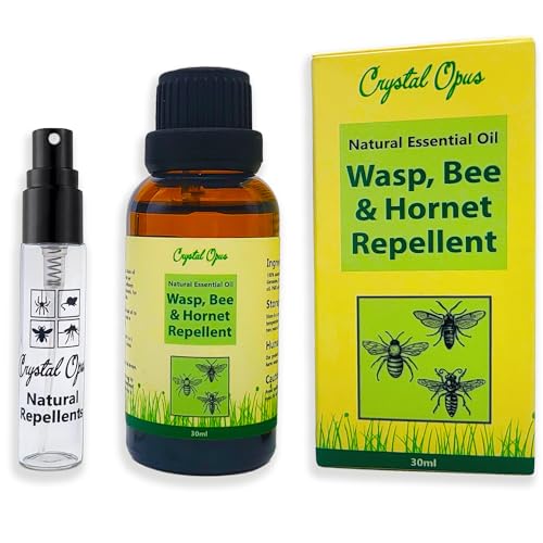 Wasp Bee &amp;amp; Hornet Repellent Spray. Natural. Makes 10+ Litres. Concentrated Essential Oil Blend With 8 Oils. Humane &amp;amp; Effective Flying Insect Protection for Home, Garden, Patio &amp;amp; Holidays. Crystal Opus