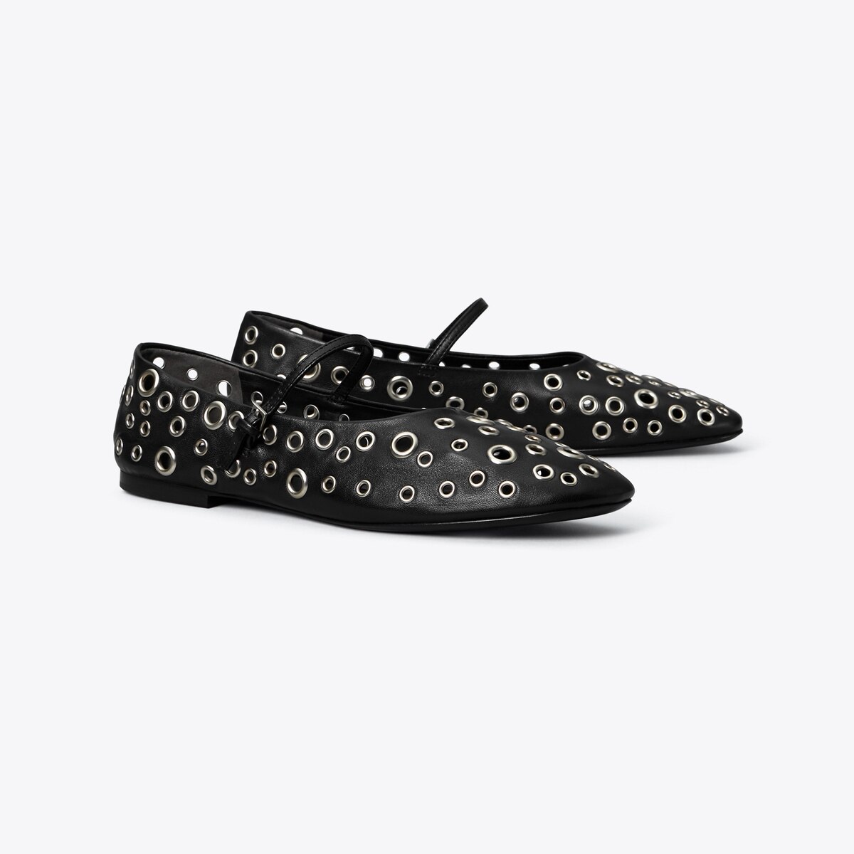 Eyelet Mary Jane Ballet in Black, Size 12