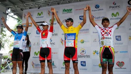 The podium after stage 10 of the Vuelta a Colombia