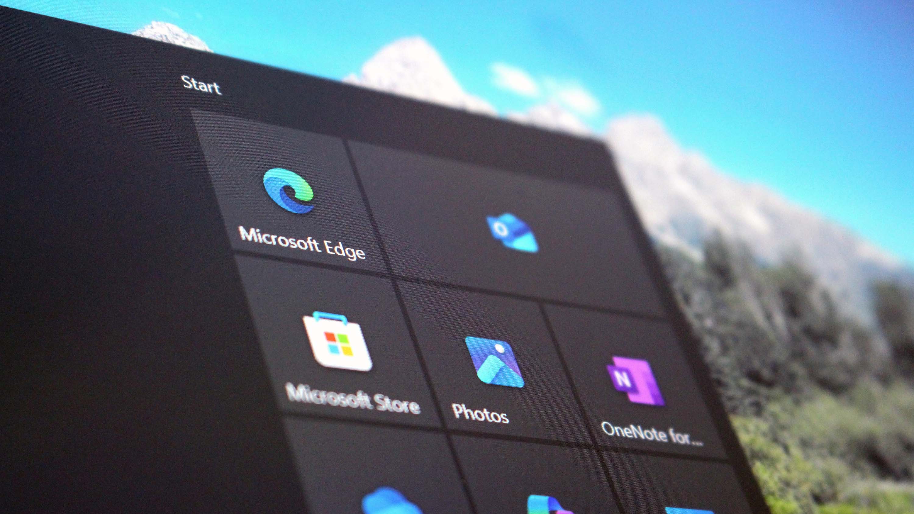 Windows 10 running on a laptop with desktop elements displayed on its screen