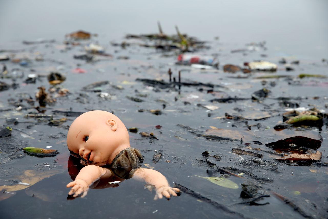 Pollution floats in Rio&amp;#039;s Guanabara Bay, the site of the Olympic sailing event, in July 2015.