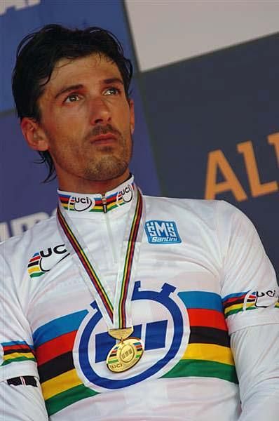 Fabian Cancellara (Switzerland) listens to the Swiss national anthem.