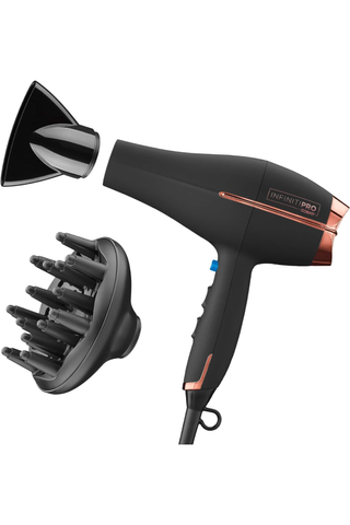 Best Hair Dryer Black Friday Deals | INFINITIPRO BY CONAIR Hair Dryer, 1875W AC Motor Pro Hair Dryer with Ceramic Technology, Includes Diffuser and Concentrator, Black