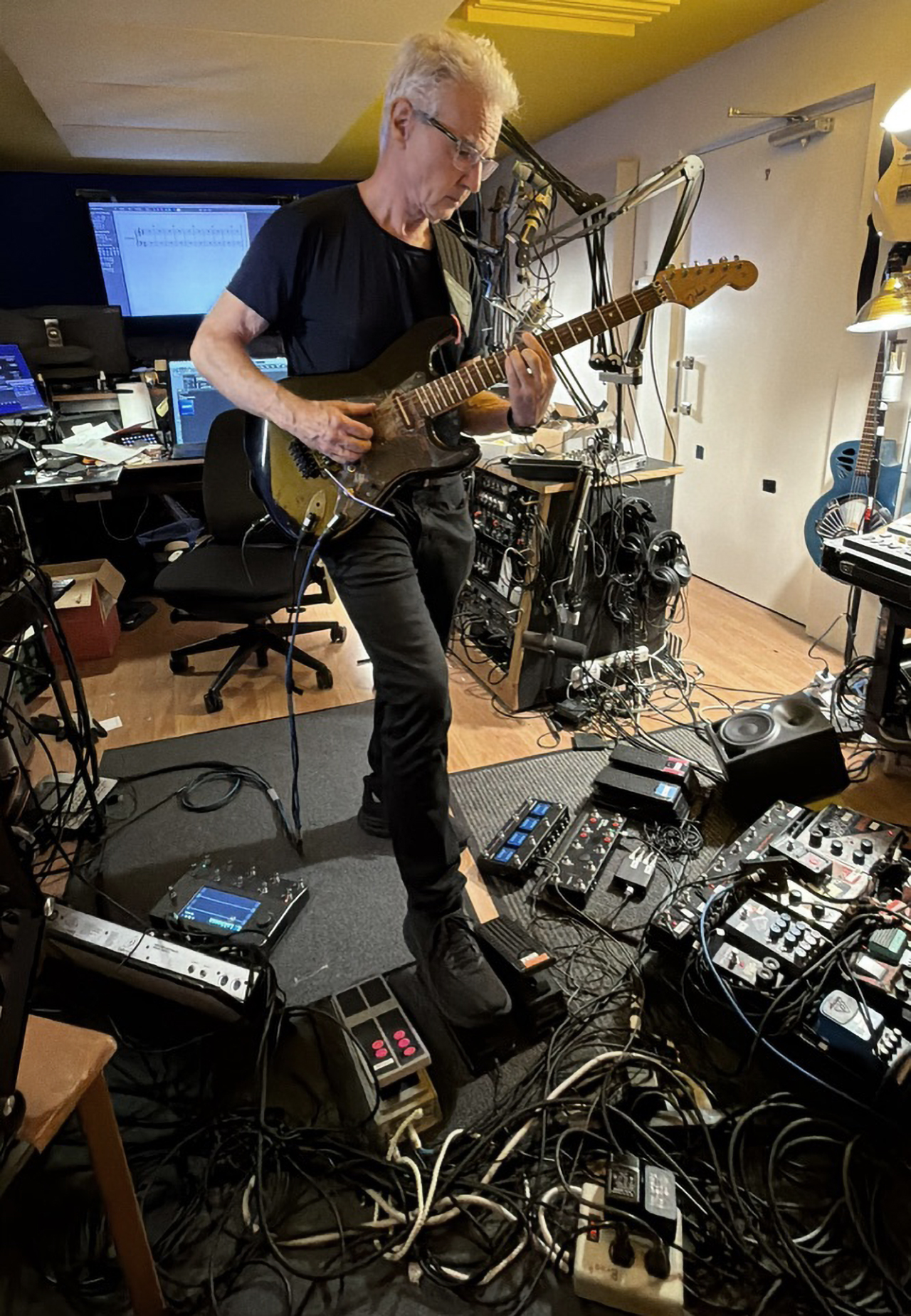 Michael Brook in his studio