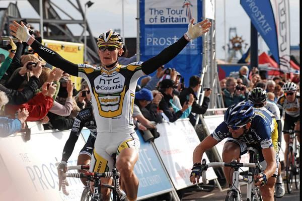 Andr&eacute; Greipel (HTC - Columbia) sprinted to victory in stage six, the German's second win at the Tour of Britain.