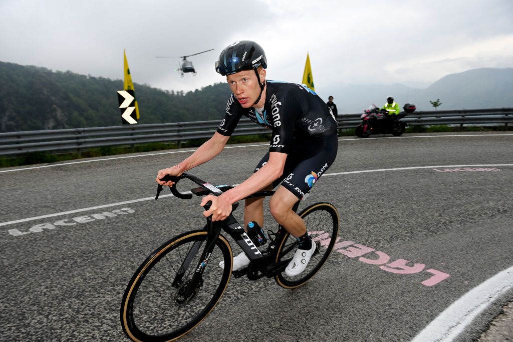 LAGO LACENOBAGNOLI IRPINO ITALY MAY 09 Andreas Leknessund of Norway and Team DSM competes in the breakaway during the 106th Giro dItalia 2023 Stage 4 a 175km stage from Venosa to Lago Laceno 1059m Bagnoli Irpino UCIWT on May 09 2023 in Bagnoli Irpino Italy Photo by Tim de WaeleGetty Images