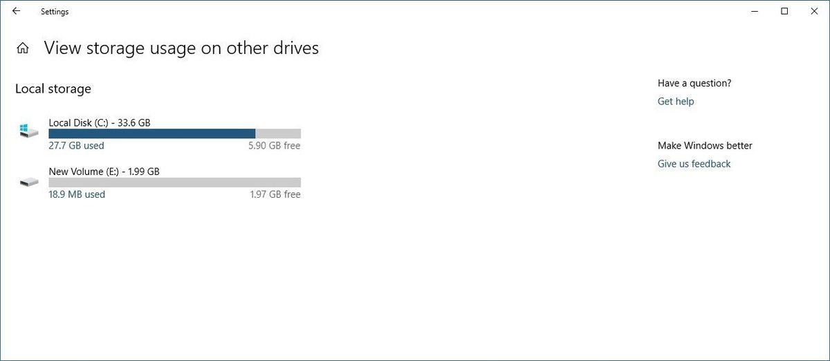 How to view all storage devices with the Settings app on Windows 10 May