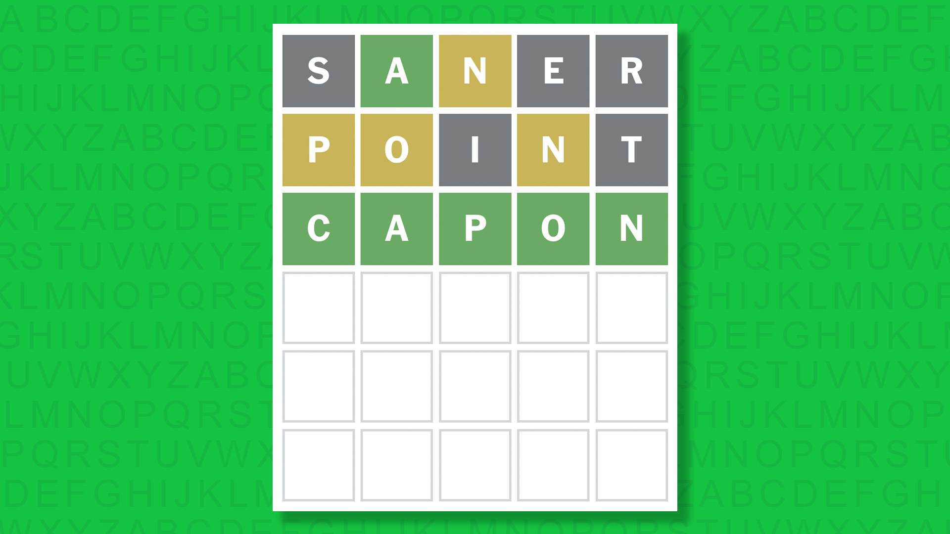 NYT Wordle answer for game 1894 on a green background