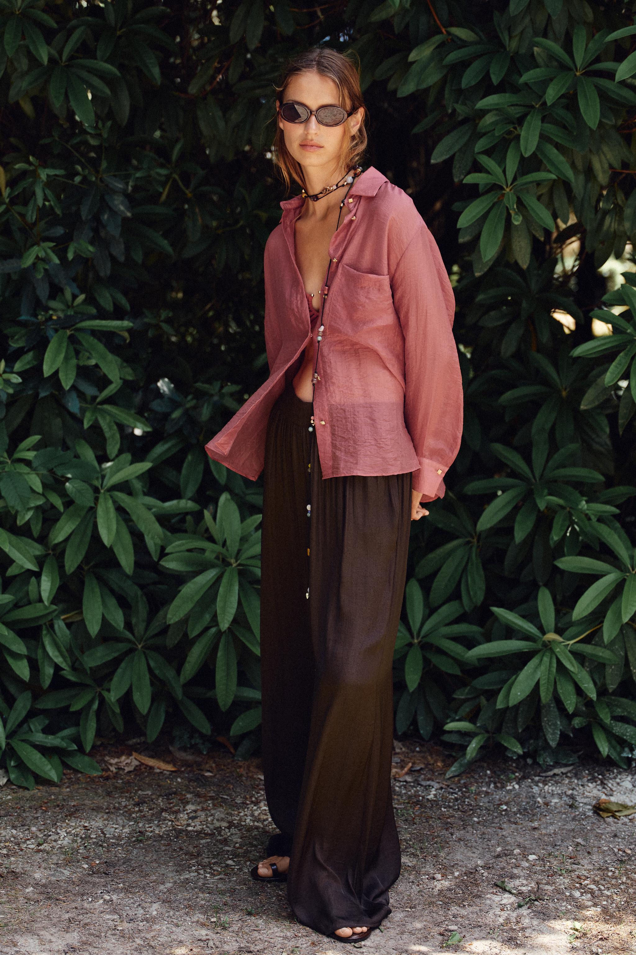 Semi-Sheer Oversize Flowing Shirt