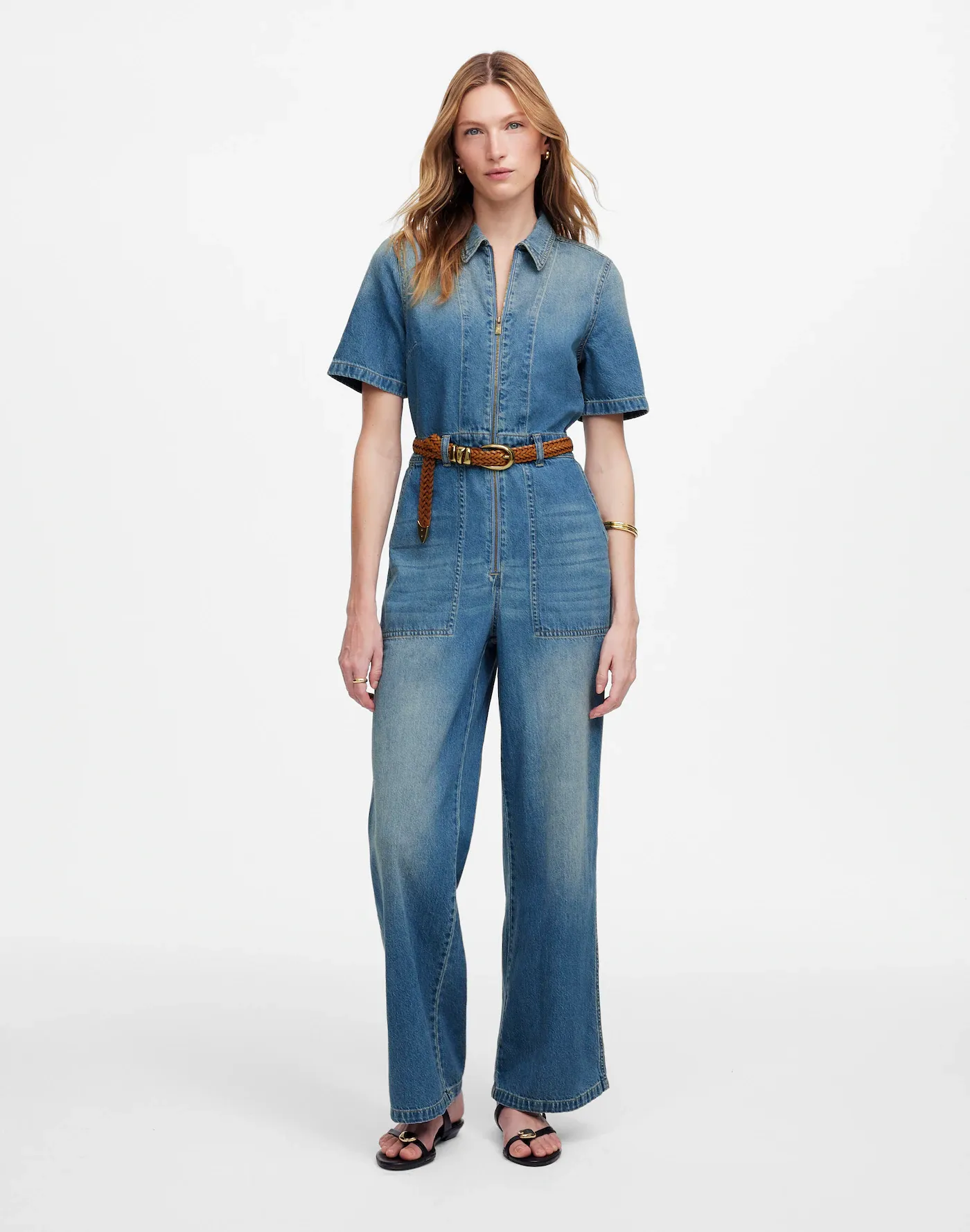MW, Zip-Front Denim Coveralls in Robertson Wash
