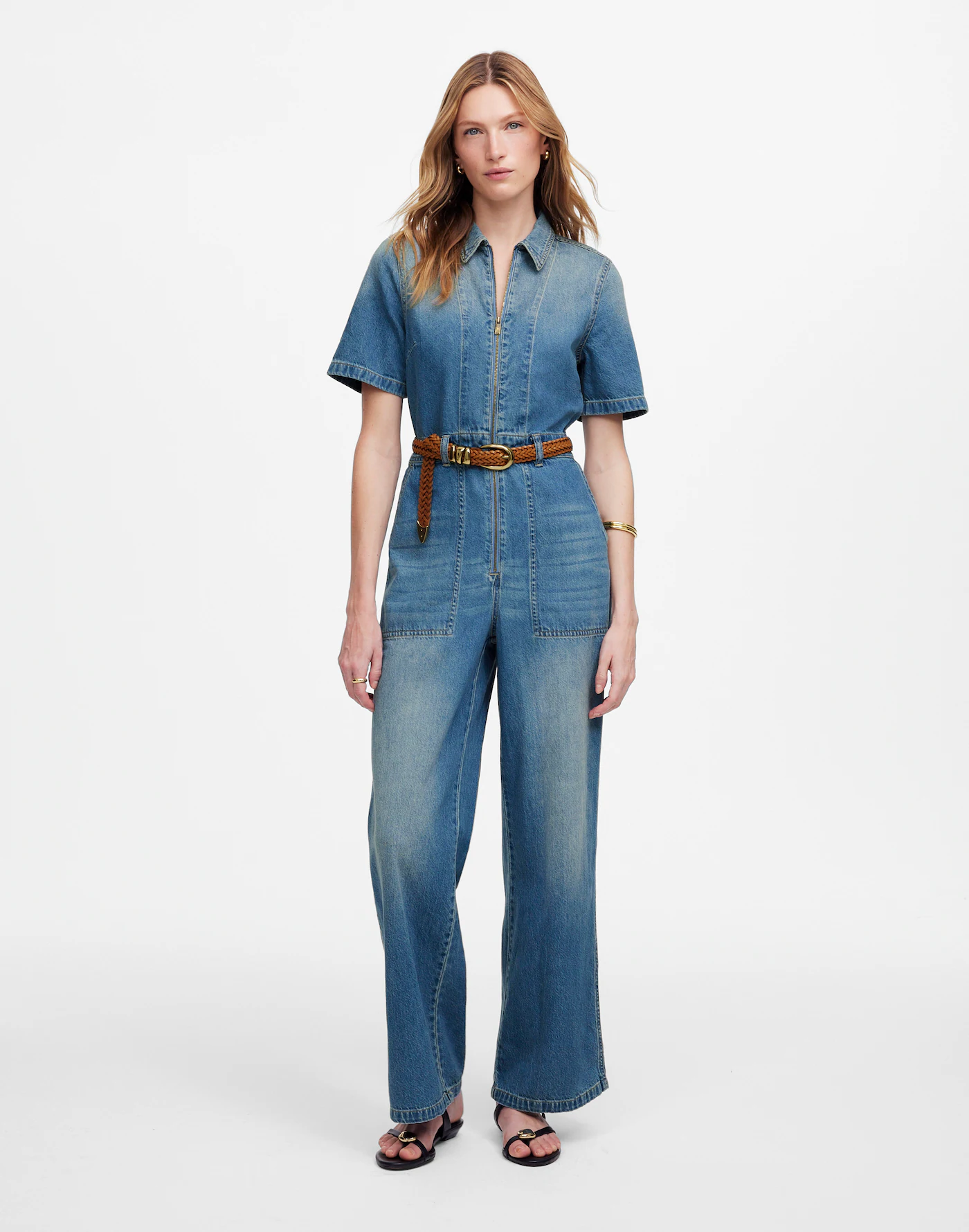 MW, Zip-Front Denim Coveralls in Robertson Wash