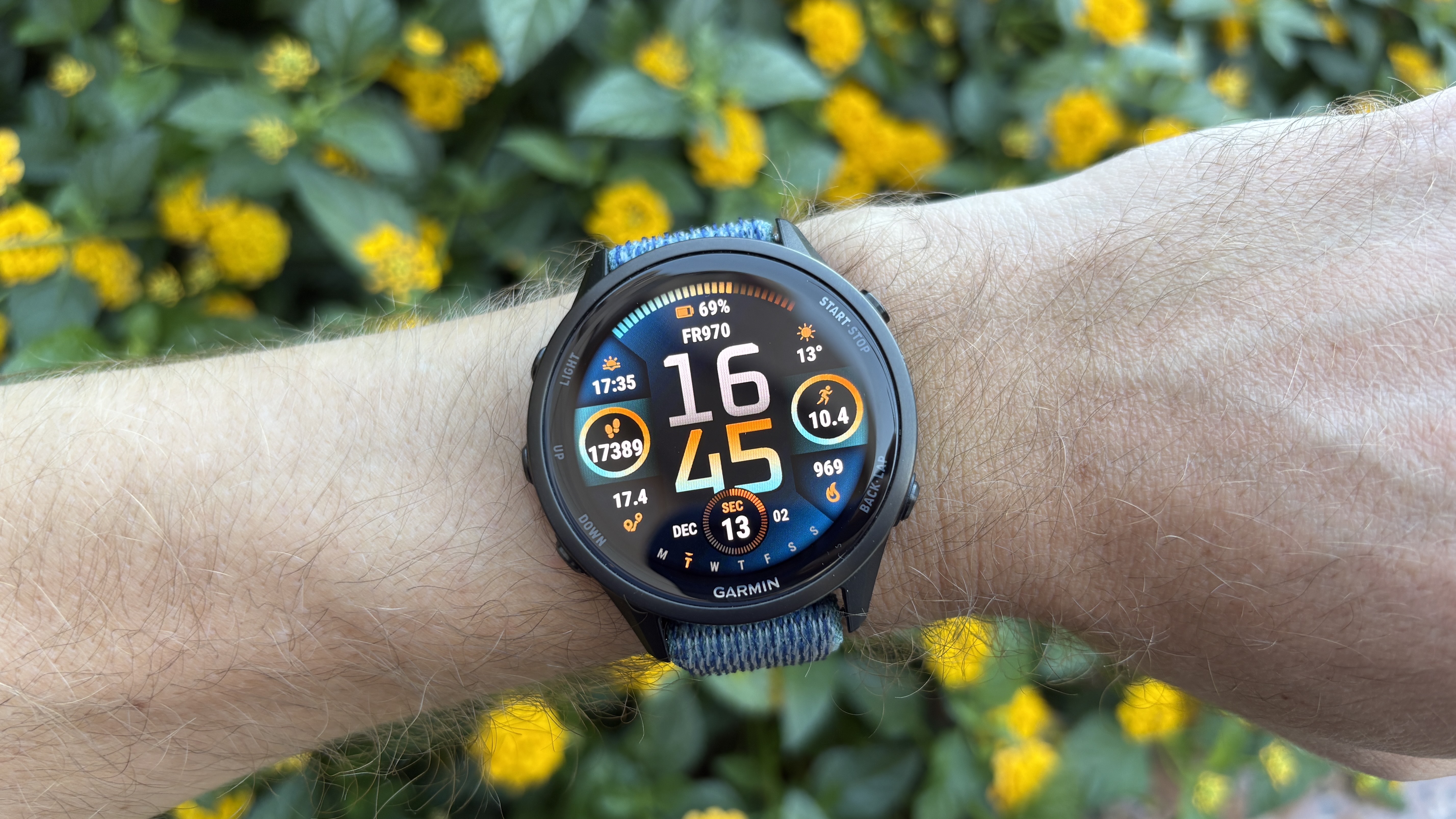 Garmin Forerunner 970 on man&#039;s wrist