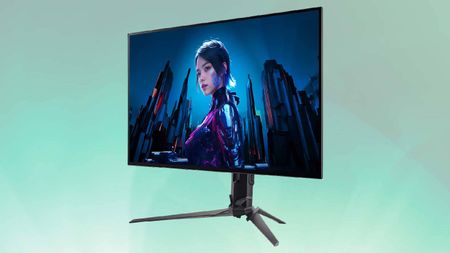 Acer Predator X27U F8 gaming monitor of green bakground