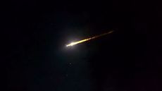 Flash of light streaking across a Melbourne dark sky. This is likely the remnants of a Russian Soyuz-2 rocket re-entering the Earth&rsquo;s atmosphere.