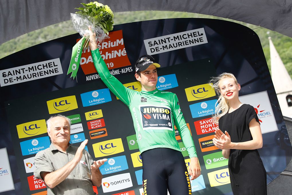 Wout van Aert in green at Criterium du Dauphine