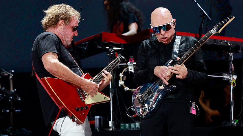 (L-R) Sammy Hagar and Joe Satriani perform onstage during the 2025 iHeartRadio Music Festival at T-Mobile Arena on September 19, 2025 in Las Vegas, Nevada