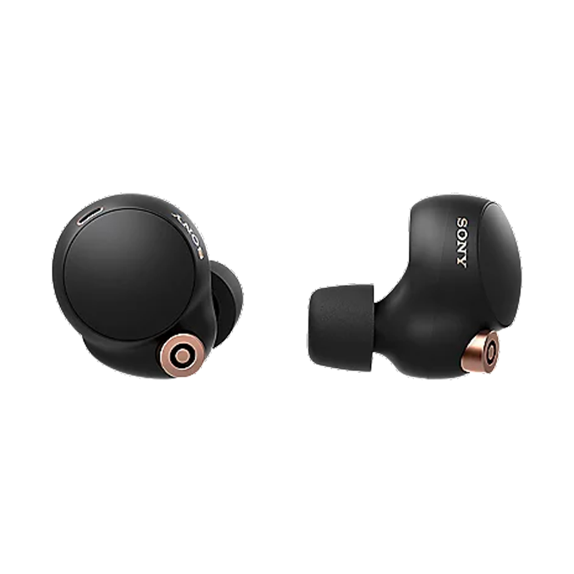 The Sony WF-1000XM4 buds on a white background