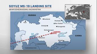 This NASA graphic shows the target landing site for Russian Soyuz spacecraft returning astronauts and cosmonauts to Earth from the International Space Station.