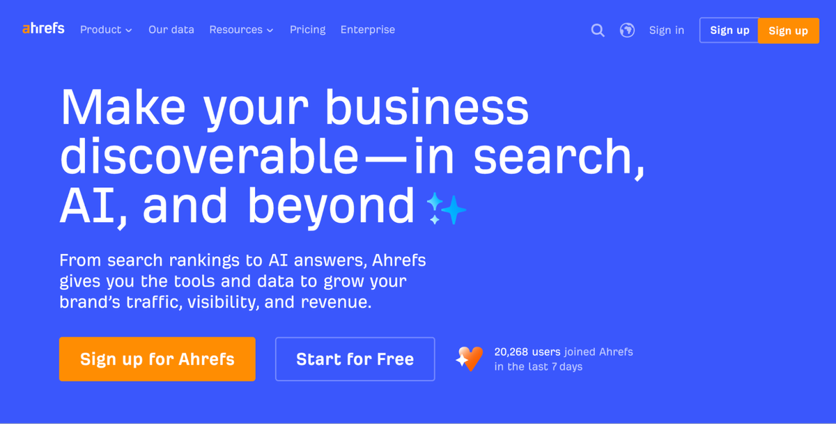 ahrefs homepage
