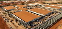 Aerial view of data center buildings under construction at the Stargate campus in Abilene, Texas