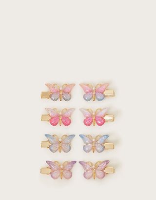 8-Pack Rainbow Butterfly Hair Clips