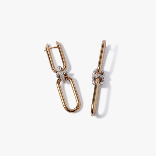 18ct Yellow Gold, 18ct White Gold, Diamond Knuckle Dust Double Hoop Earrings